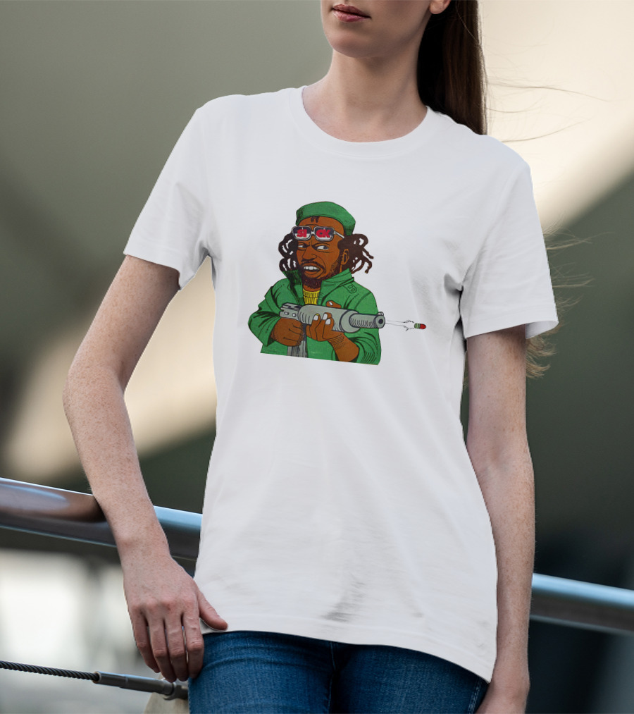 Earl Swea Merch Sick Character With Gun And Dreadlocks In Green T-Shirt