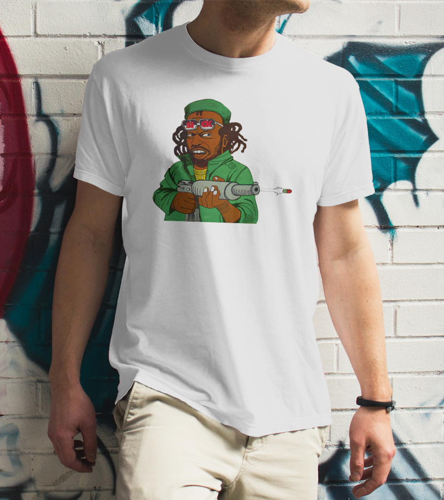 Earl Swea Merch Sick Character With Gun And Dreadlocks In Green T-Shirt