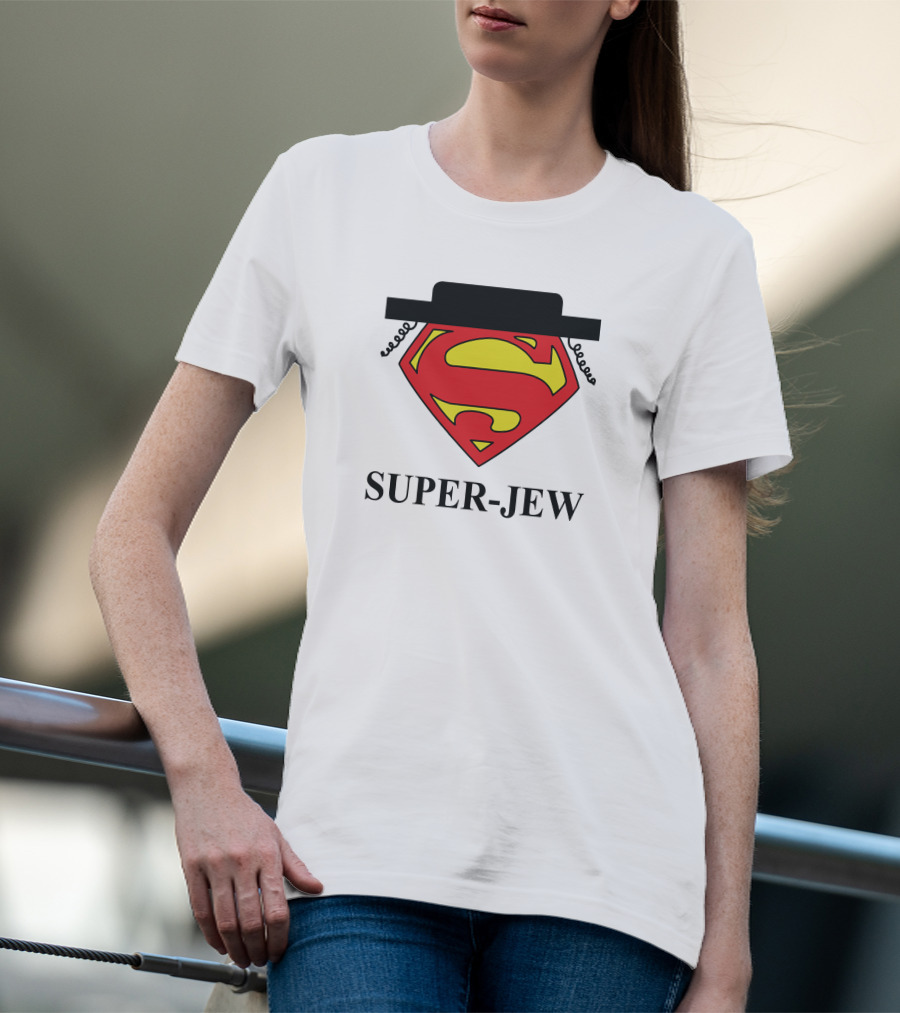 Super-Jew Superman Logo Black Hat Peyos Mixture T-Shirt