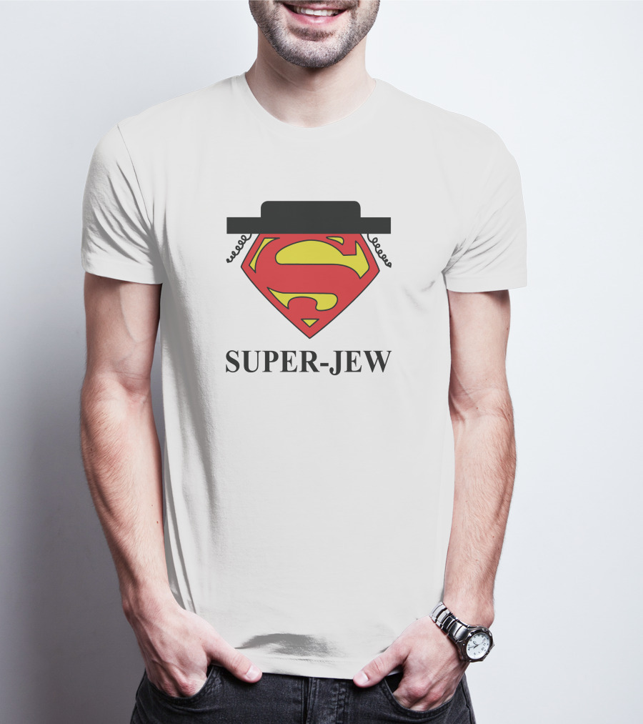 Super-Jew Superman Logo Black Hat Peyos Mixture T-Shirt
