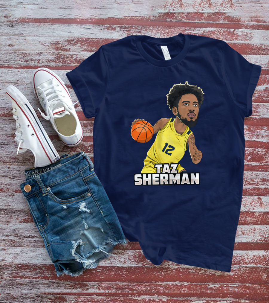 Taz Sherman Basketball Illustration 12 Lakers Jersey Players Trunk Collaboration T-Shirt