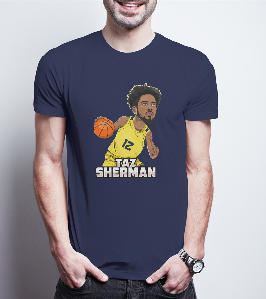 Taz Sherman Basketball Illustration 12 Lakers Jersey Players Trunk Collaboration T-Shirt