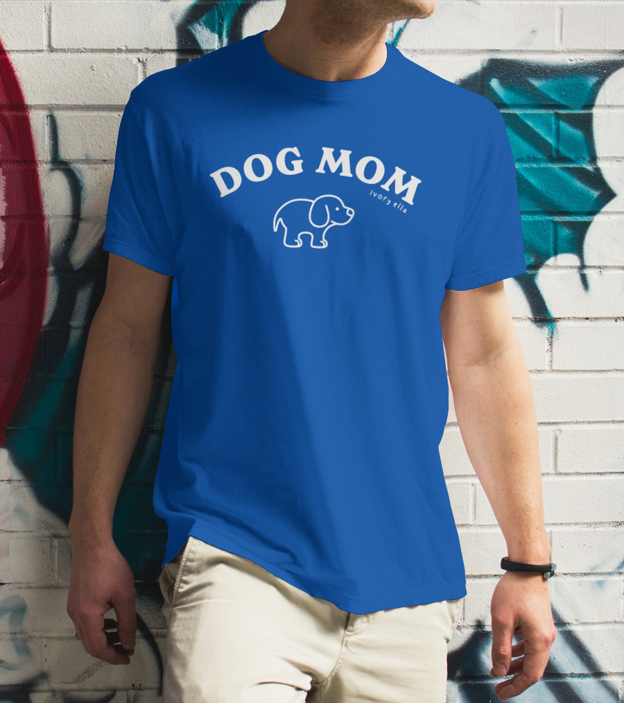Natalie Decker Ivory Ella Dog Mom Blue T-Shirt