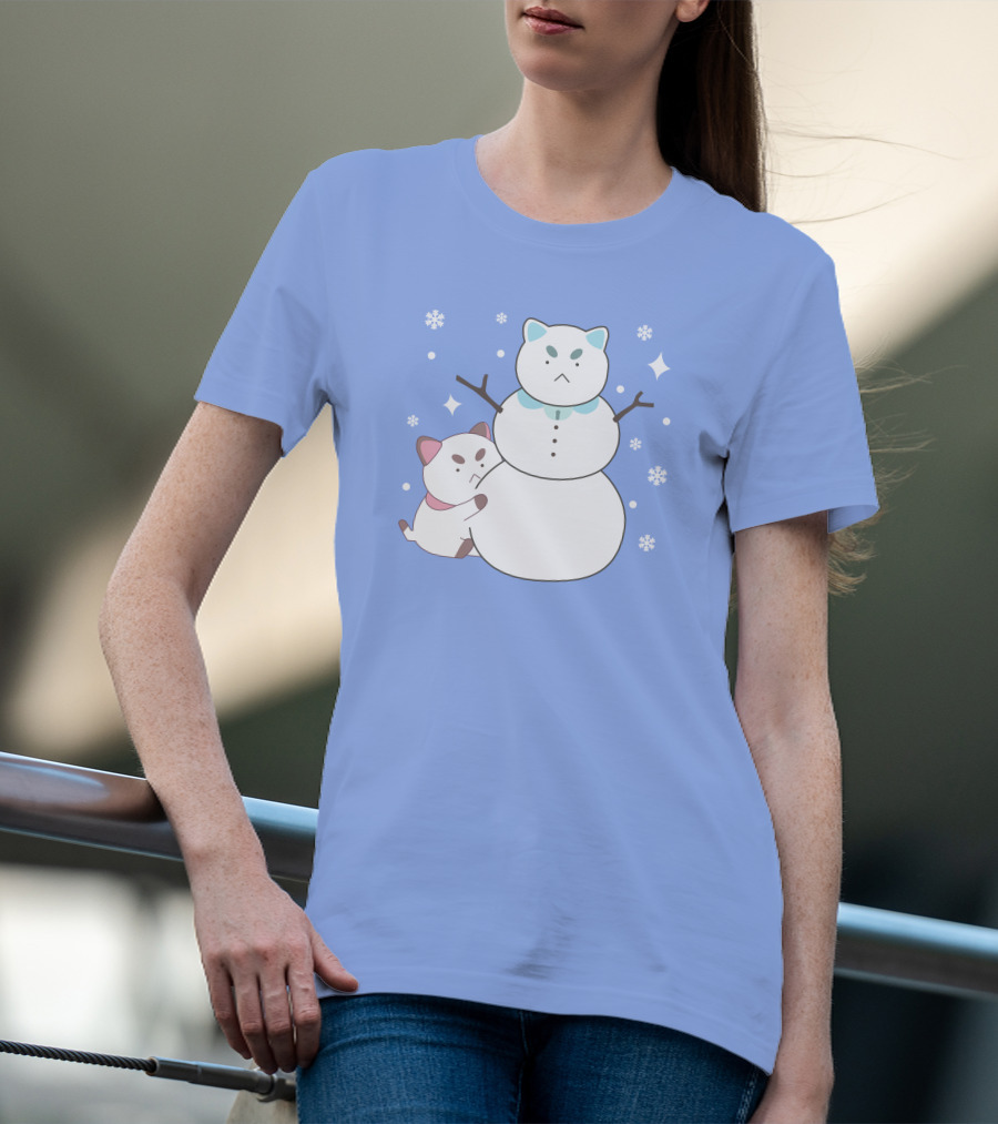 Bee And Puppycat Cute Snowman Scene T-Shirt