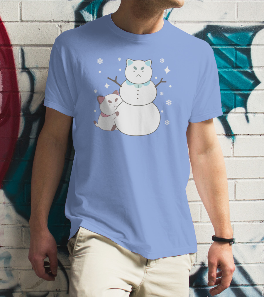 Bee And Puppycat Cute Snowman Scene T-Shirt