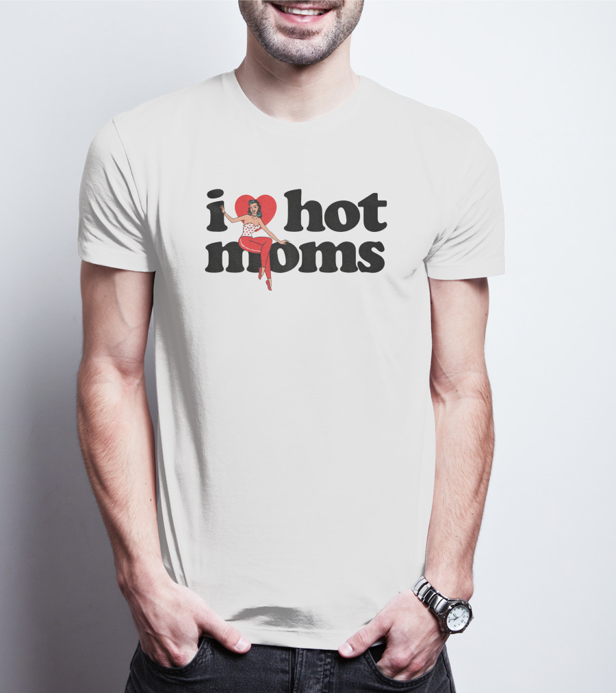 Danny Duncan I Heart Hot Moms Retro Style White T-Shirt