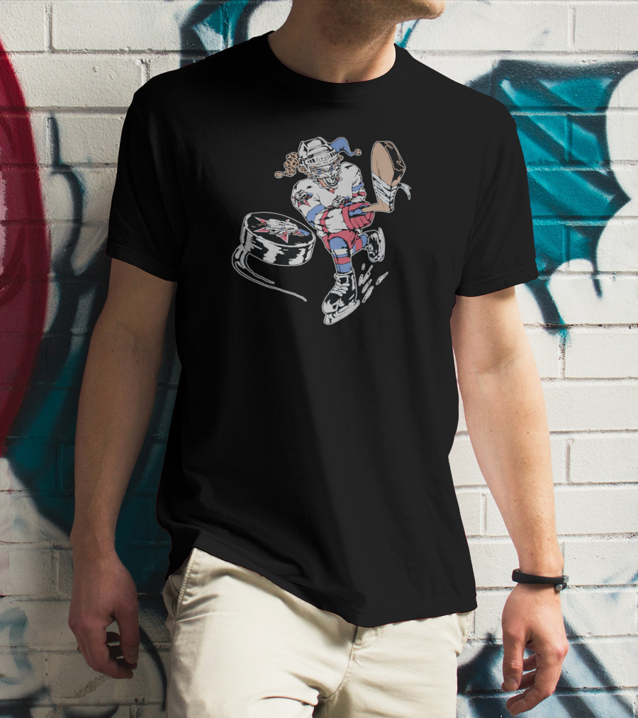 The Garden Hockey Animated Jester Player With Hockey Stick And Puck T-Shirt