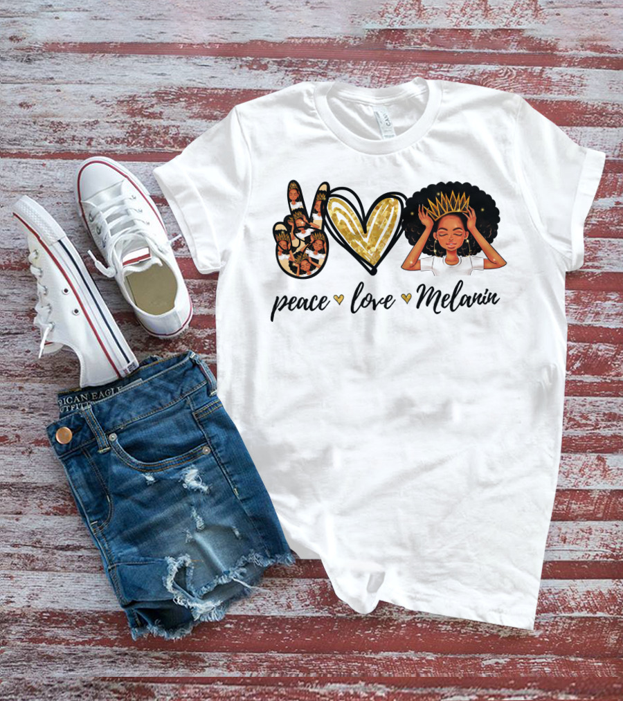 Peace Love Melanin Black Lives Matter Human Rights Equality Empowerment Icons T-Shirt