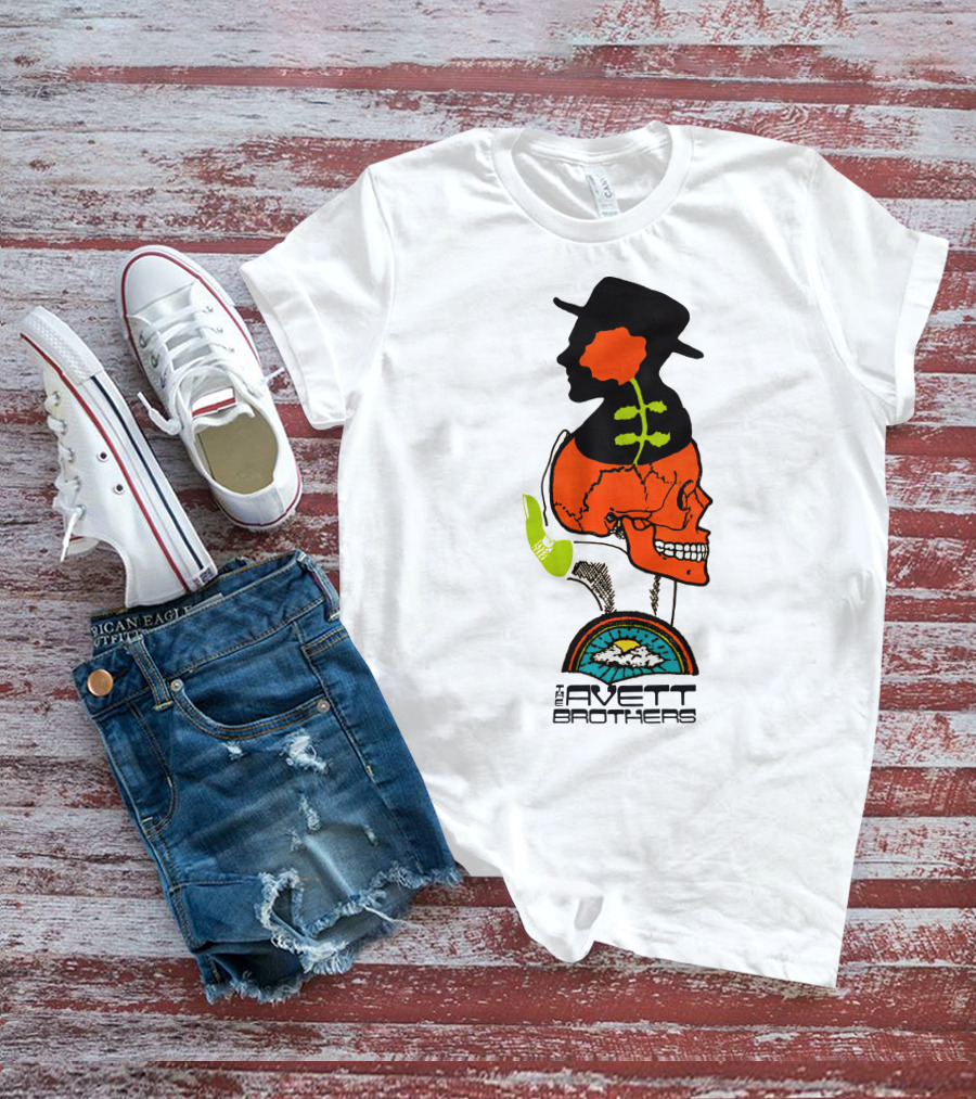 Avett Brothers Merch Skull Flower Hat Sunburst T-Shirt