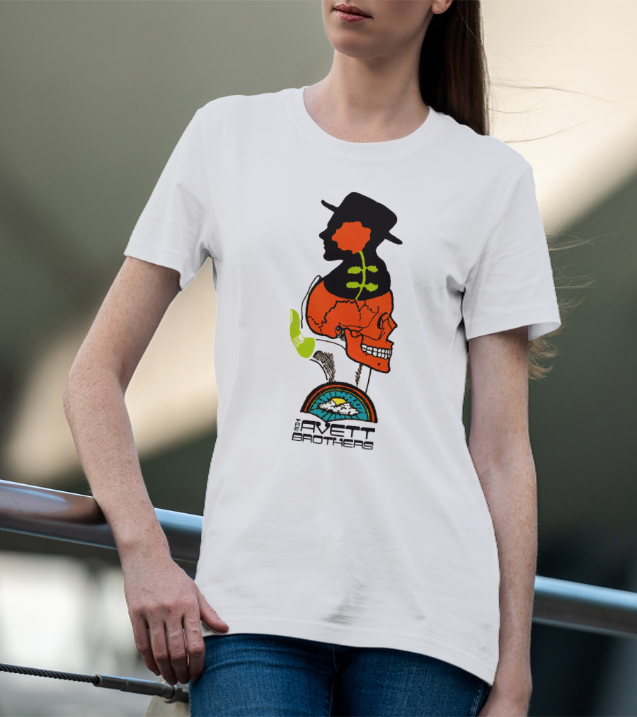 Avett Brothers Merch Skull Flower Hat Sunburst T-Shirt