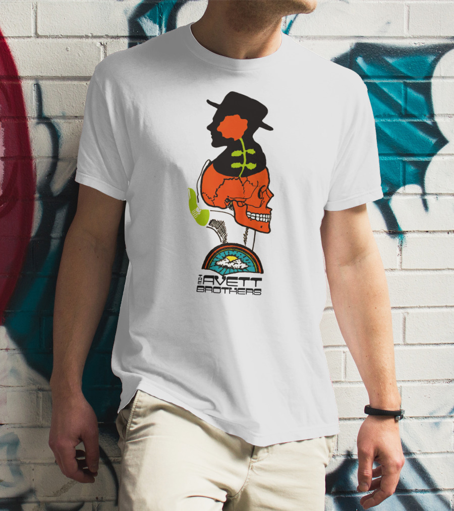 Avett Brothers Merch Skull Flower Hat Sunburst T-Shirt