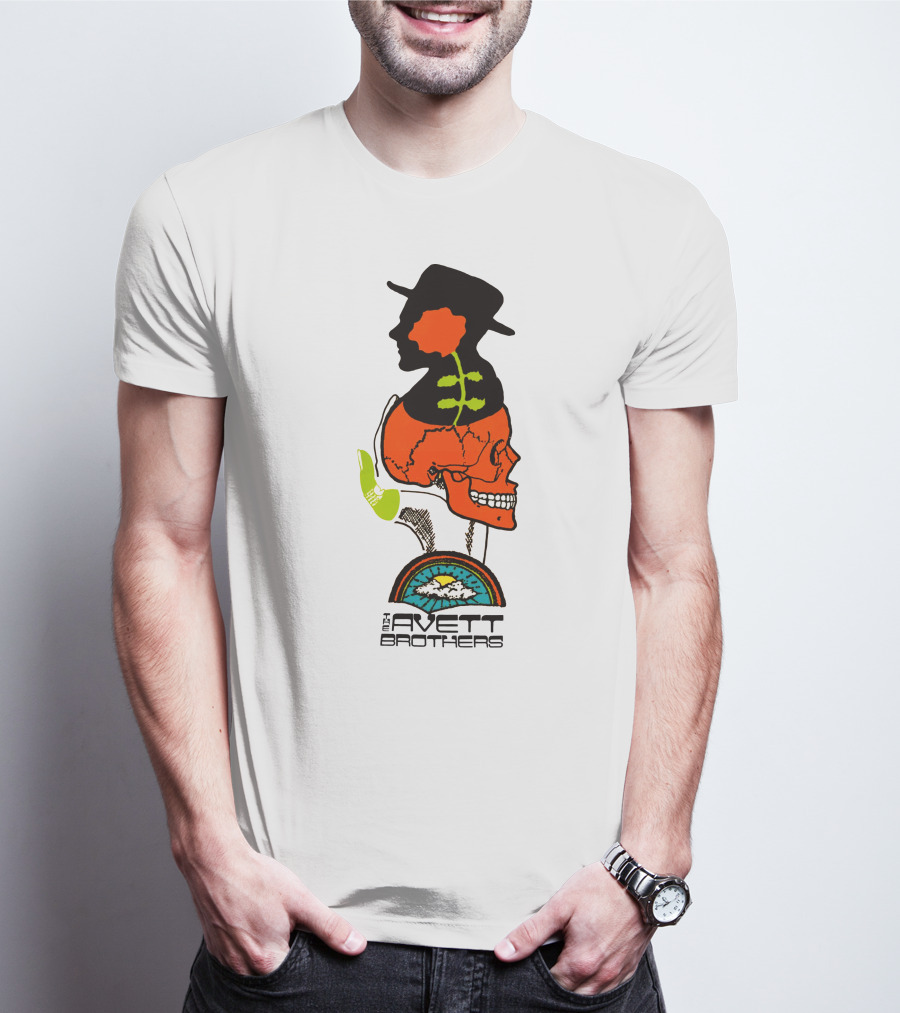 Avett Brothers Merch Skull Flower Hat Sunburst T-Shirt