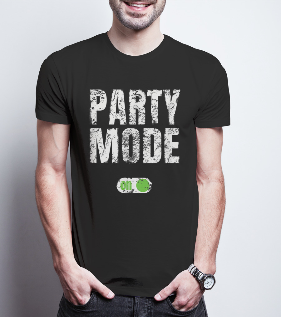 Party Mode On Off Sequin Switch Green Button T-Shirt