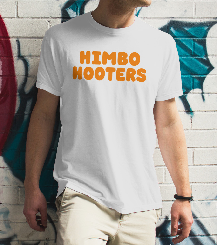 Himbo Hooters Bold Orange Retro-Inspired Text T-Shirt