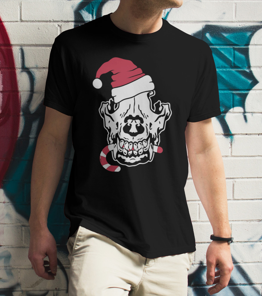 Streetspeed717 Skull Santa Candy Cane Holiday T-Shirt