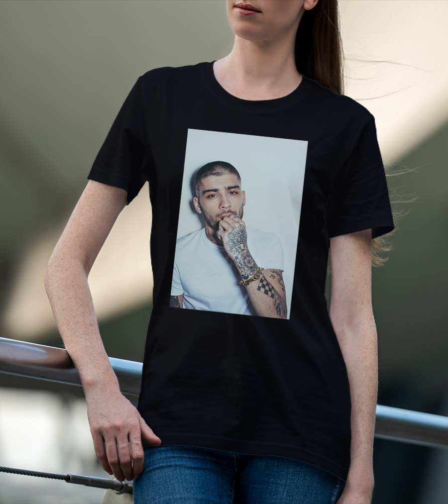Zayn Malik Tattoo Style White Tee Casual Look T-Shirt