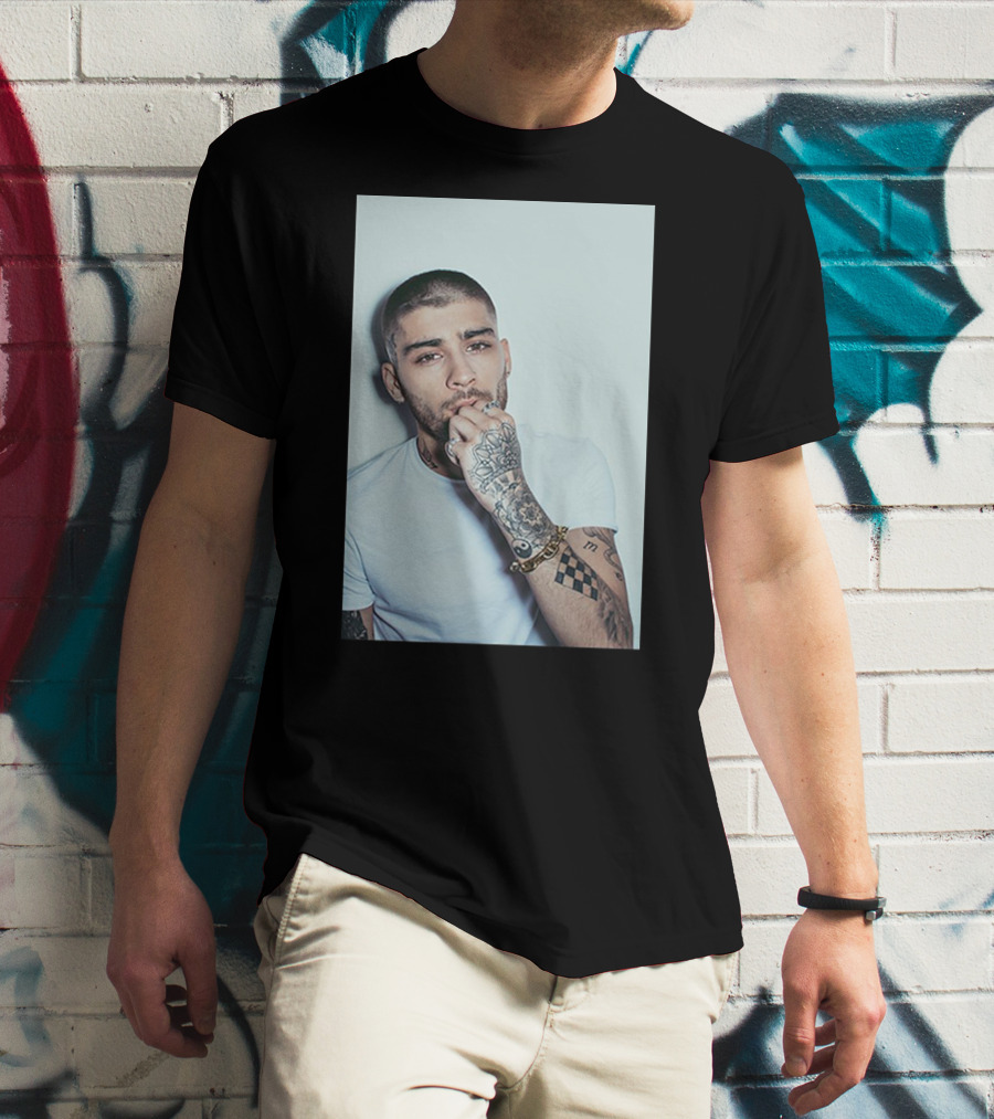 Zayn Malik Tattoo Style White Tee Casual Look T-Shirt
