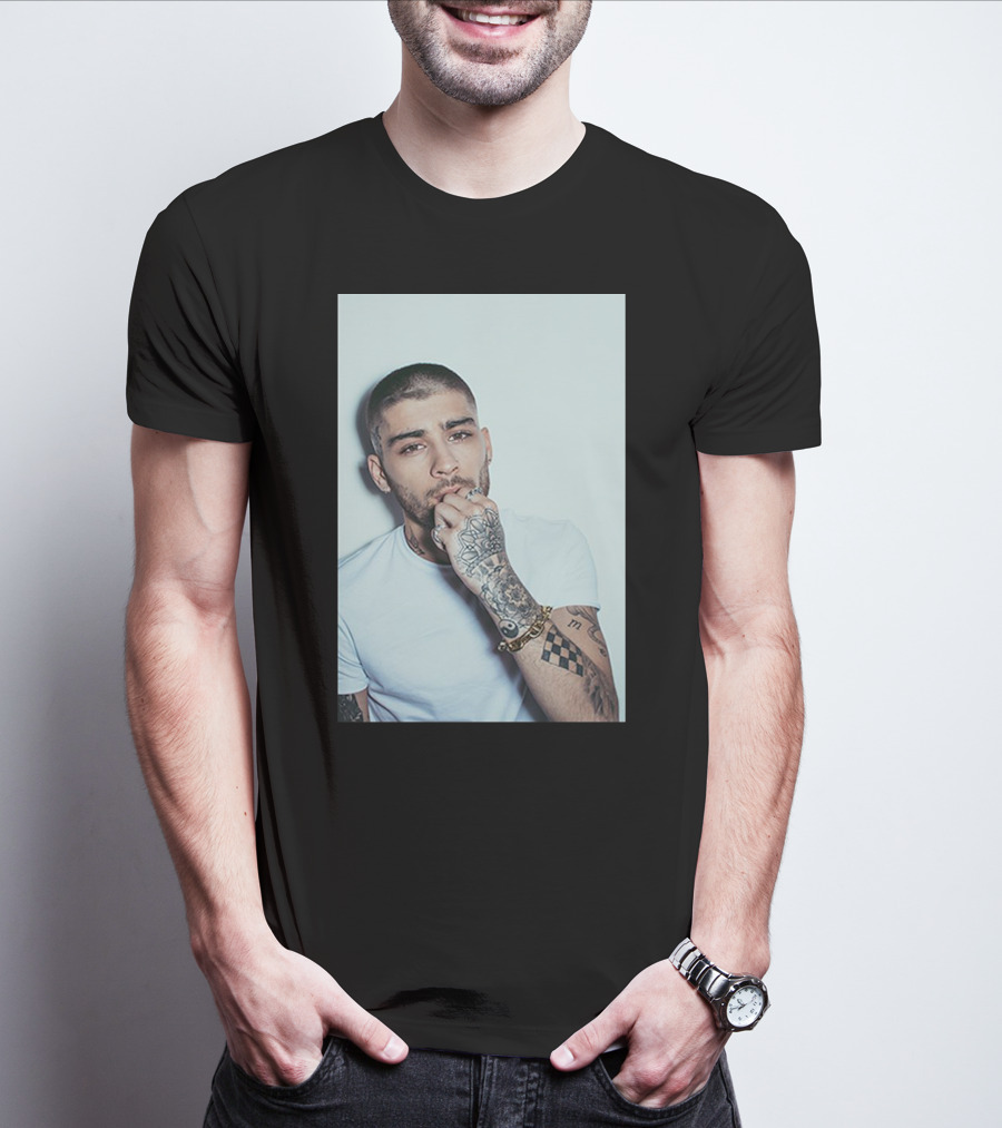 Zayn Malik Tattoo Style White Tee Casual Look T-Shirt