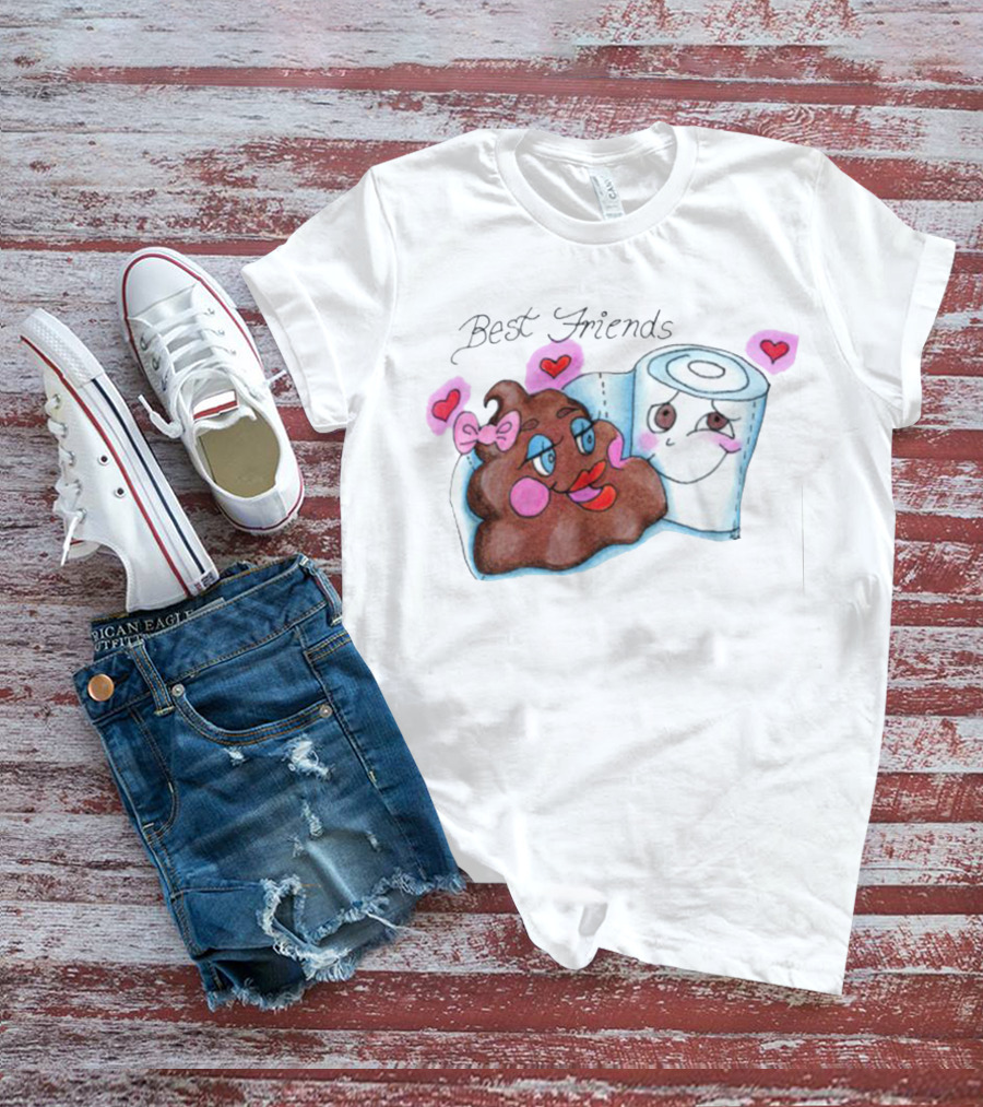 Best Friends Poop And Toilet Paper With Hearts T-Shirt