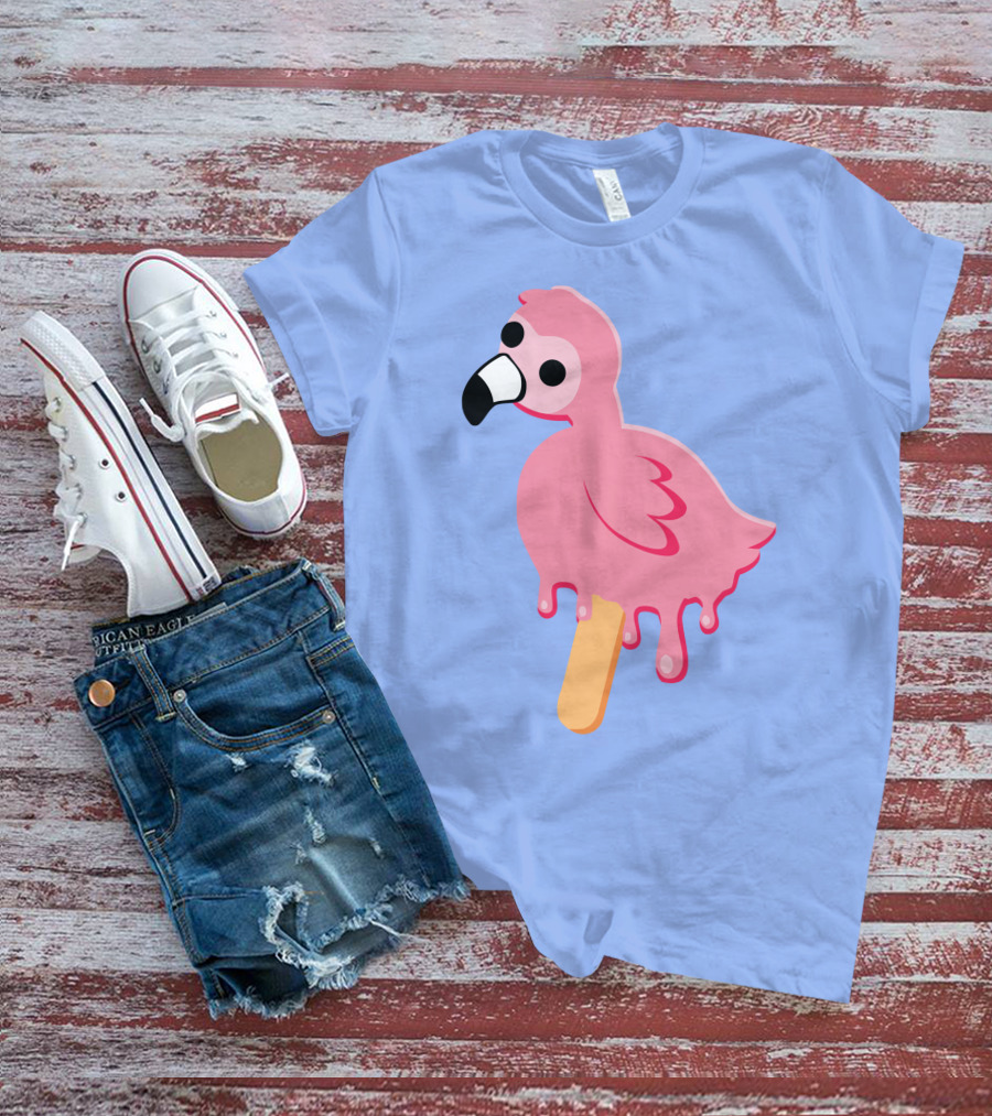 Flamingo Popsicle Melting Drip T-Shirt