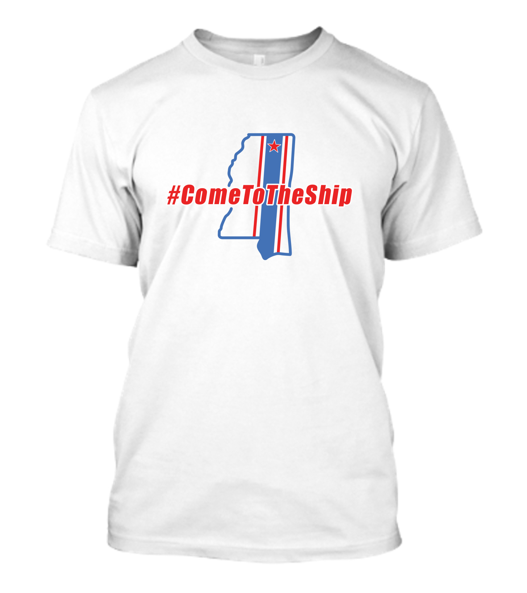 ComeToTheShip Mississippi Map Red Star Stripes T-Shirt