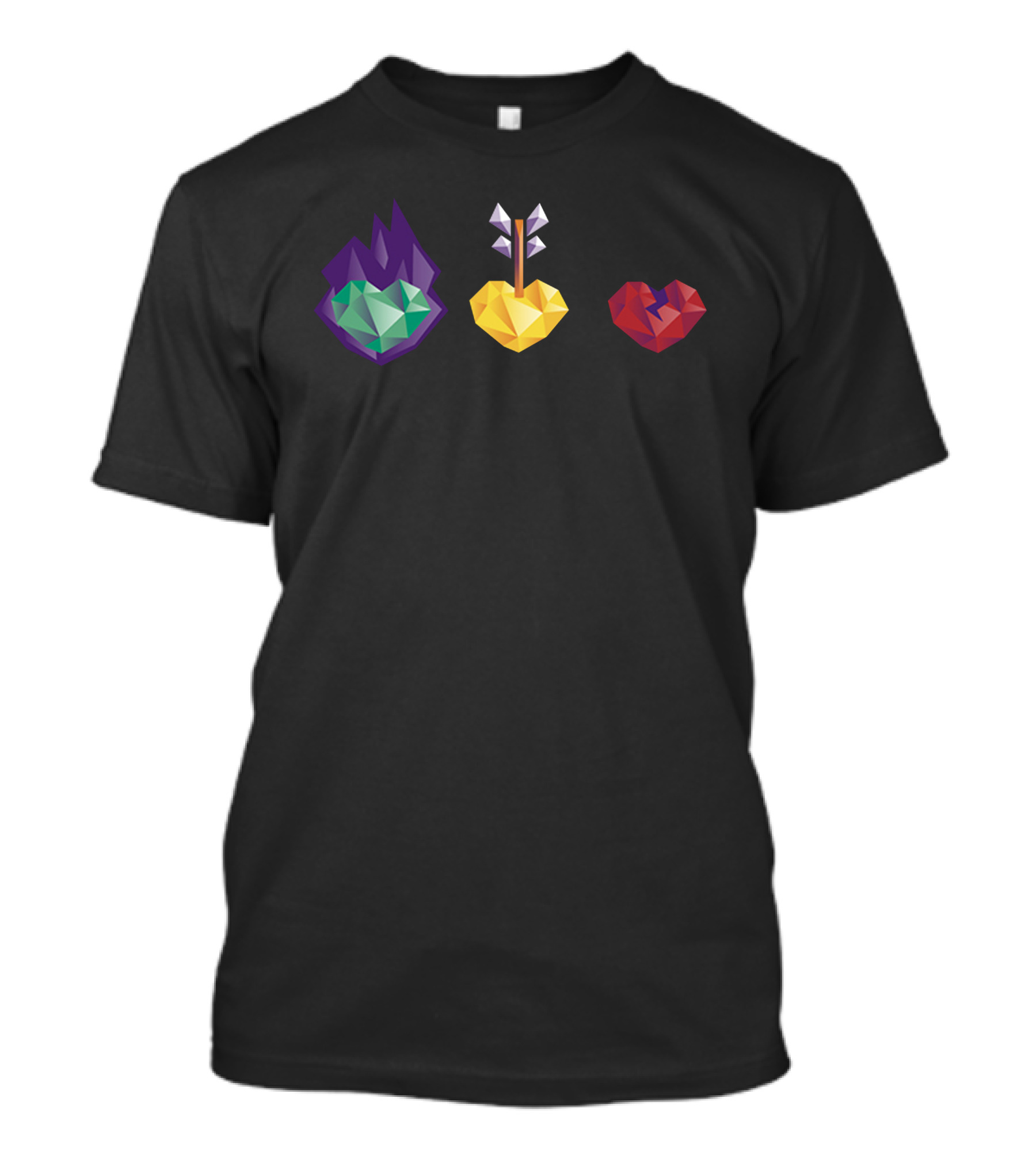 3 Lives Gem Hearts With Flame Arrow And Crack T-Shirt