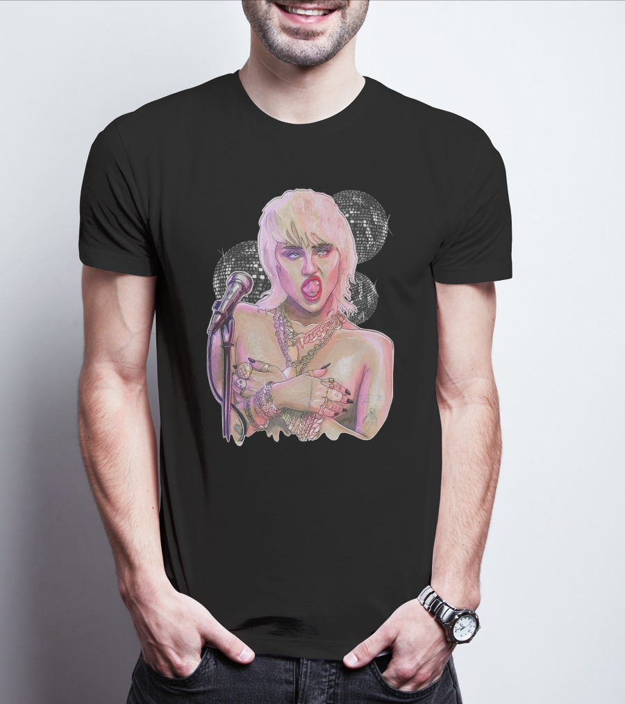 Miley Cyrus Disco Microphone Chains T-Shirt