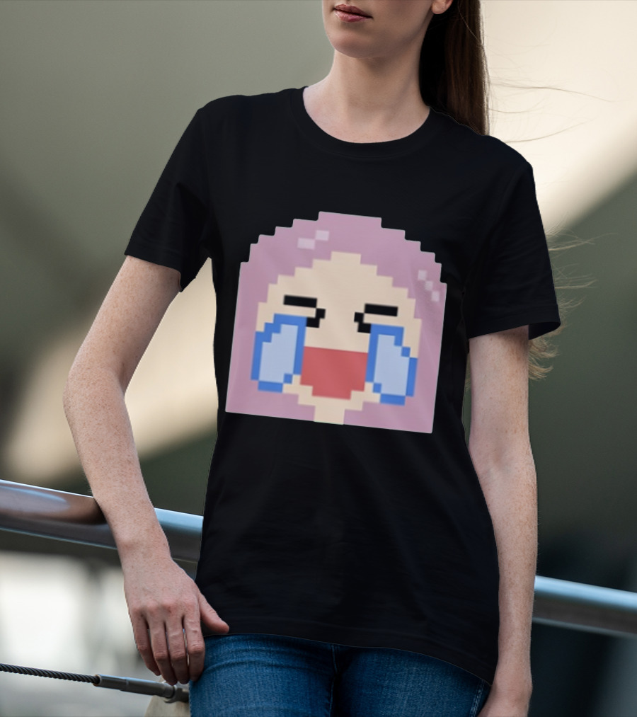 Fufambam Shop Pixel Art Crying Laughing Face T-Shirt