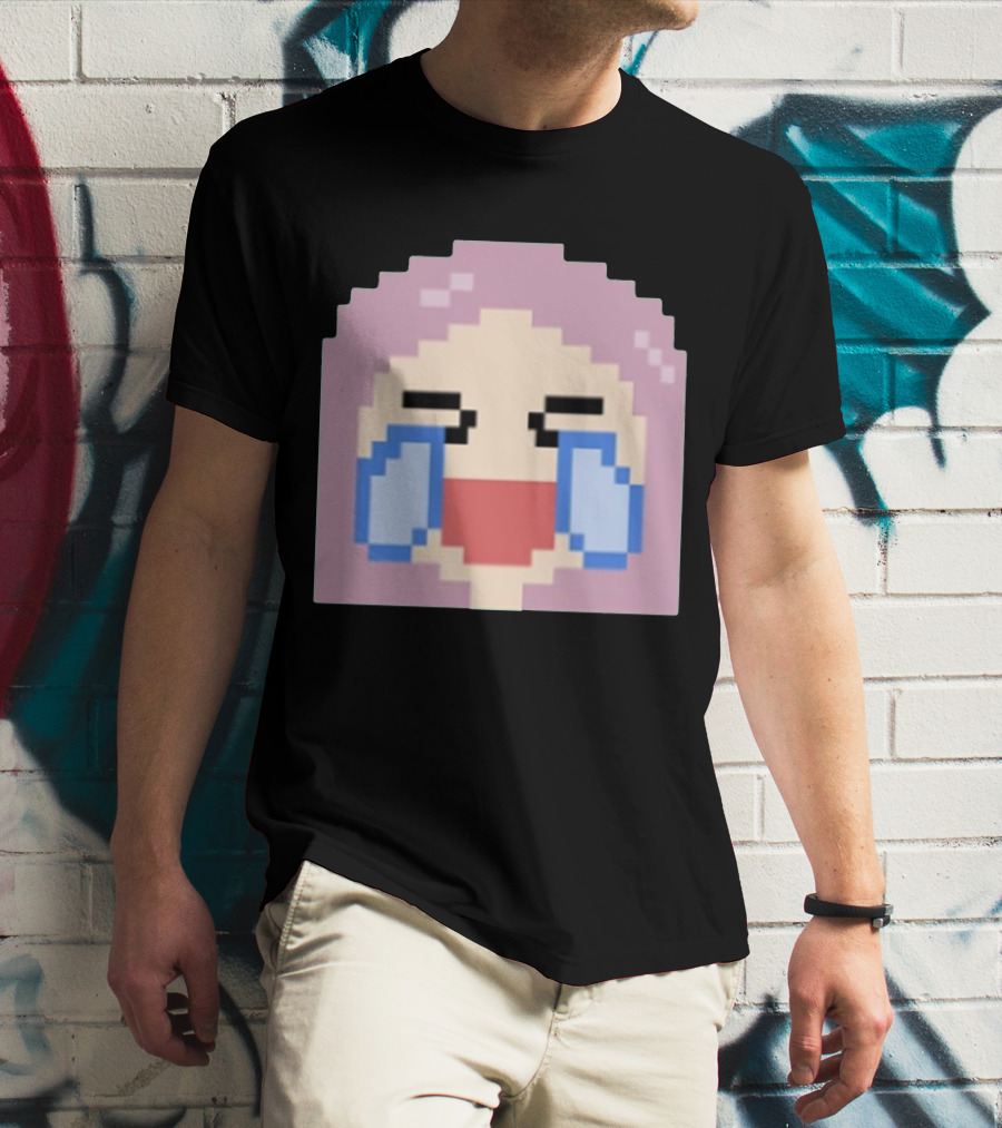 Fufambam Shop Pixel Art Crying Laughing Face T-Shirt