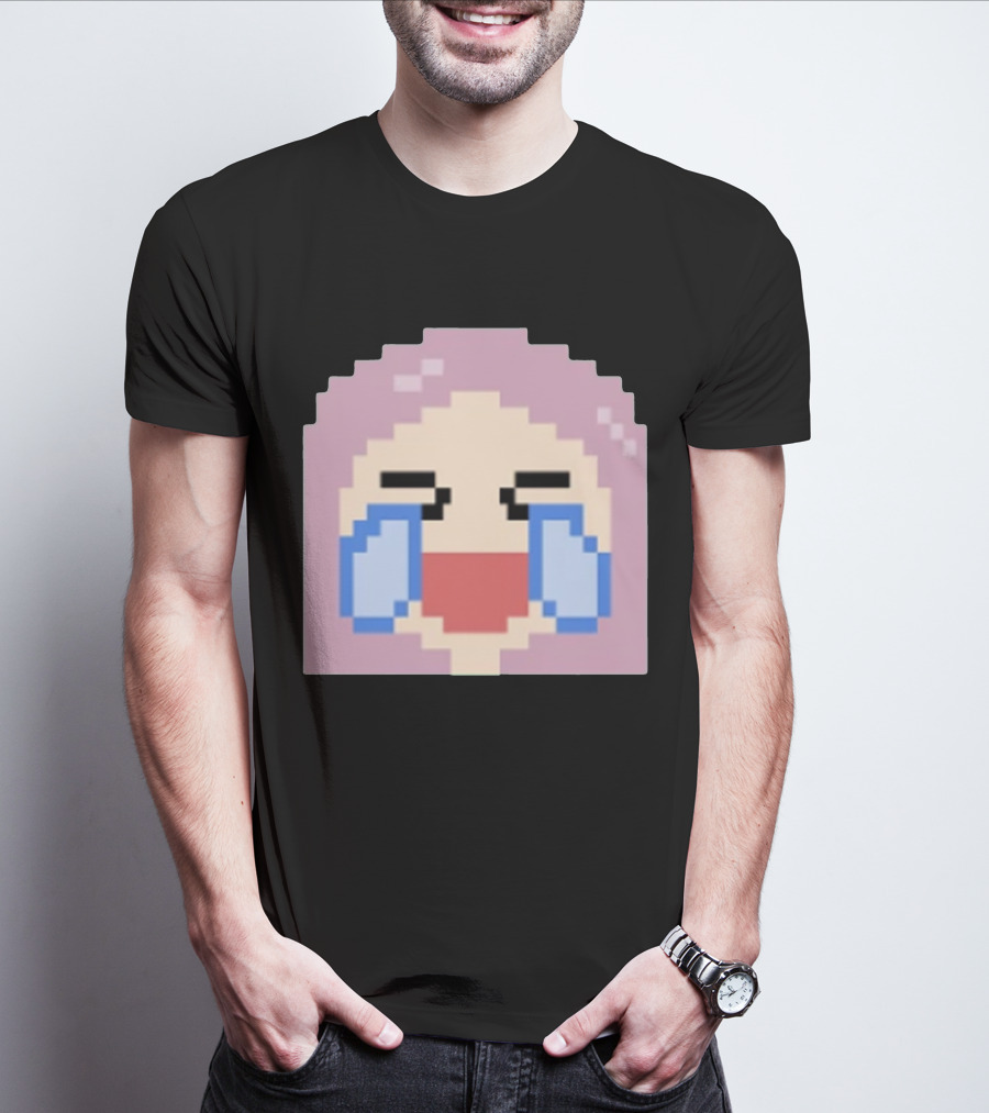 Fufambam Shop Pixel Art Crying Laughing Face T-Shirt