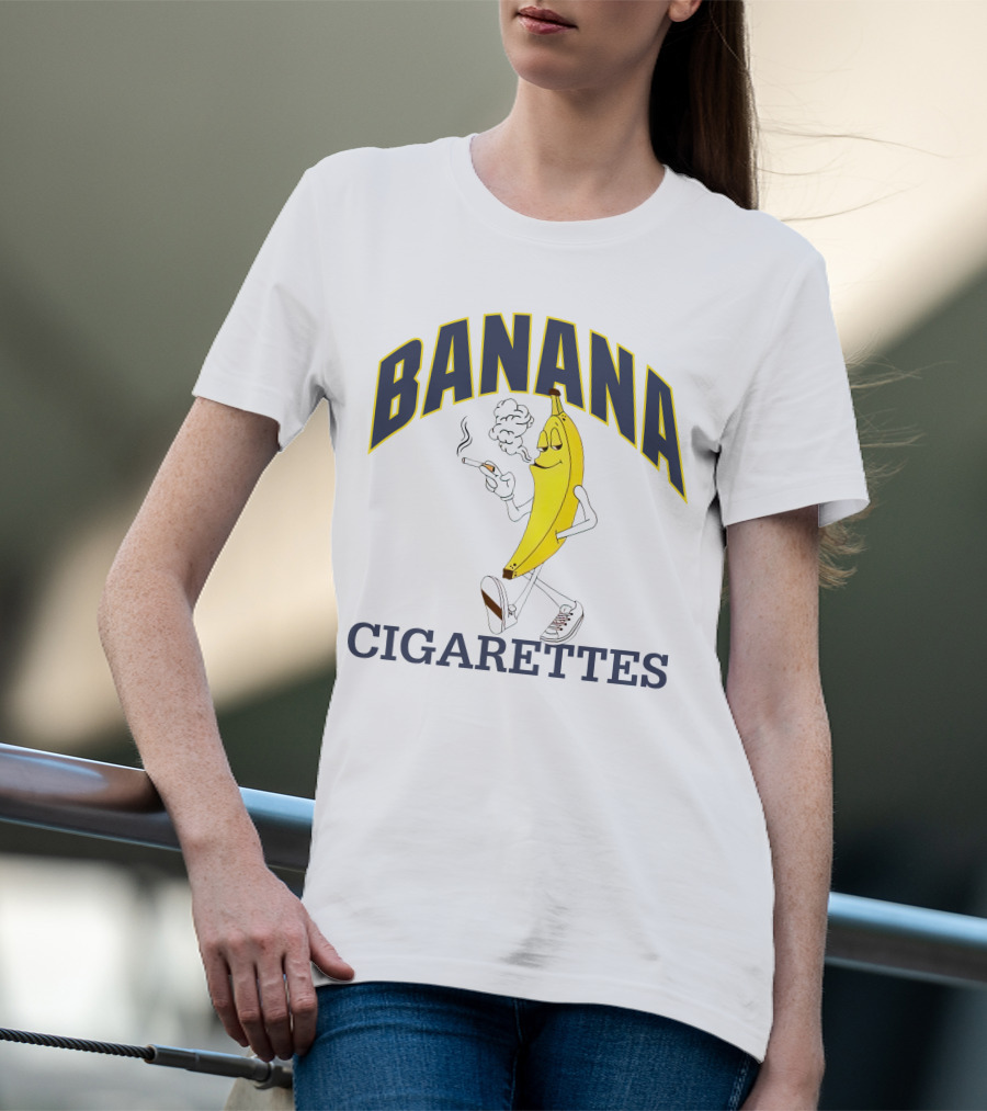 BANANA CIGARETTES Smoky Cartoon Character Smoking Banana T-Shirt