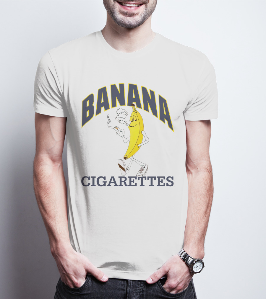 BANANA CIGARETTES Smoky Cartoon Character Smoking Banana T-Shirt
