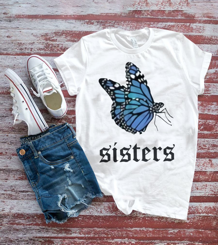 Sisters Blue Butterfly T-Shirt