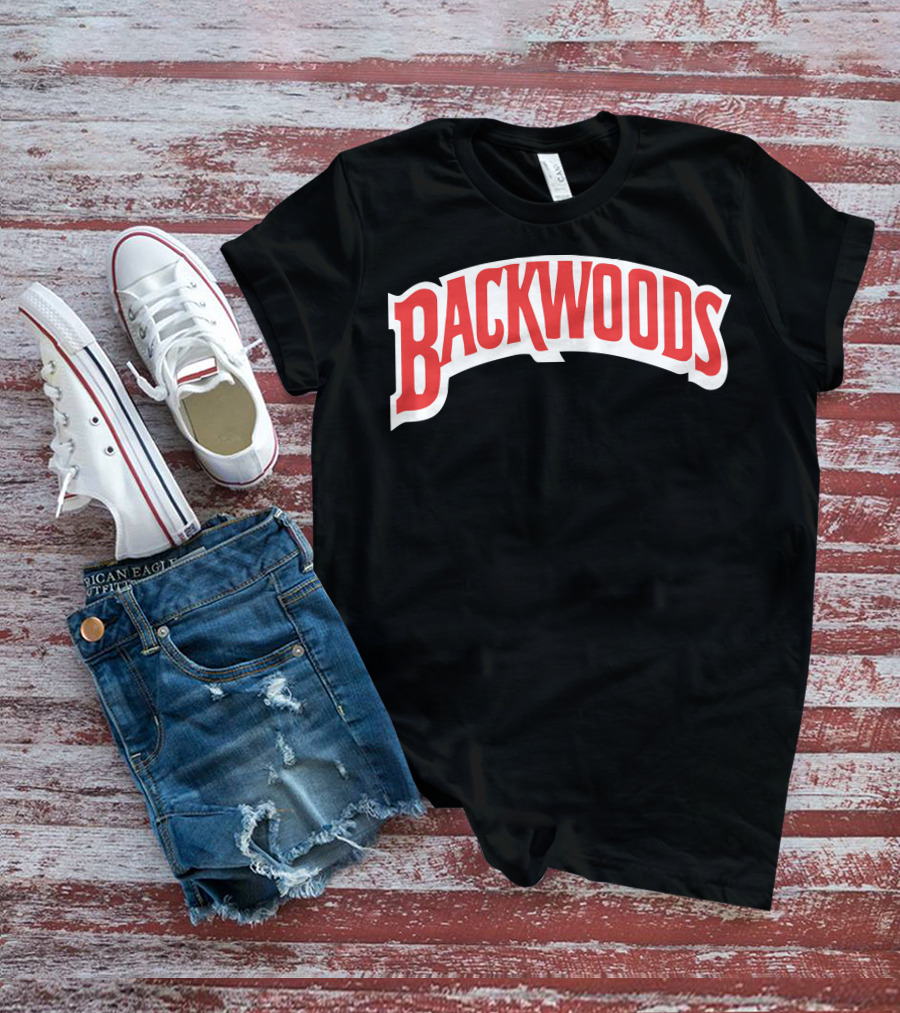 Backwoods Logo Red Arched Text T-Shirt