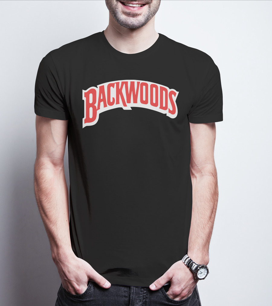 Backwoods Logo Red Arched Text T-Shirt