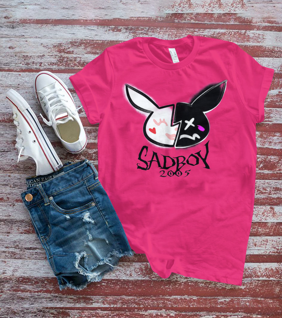 SADBOY 2005 Bunny Logo Pink Background T-Shirt