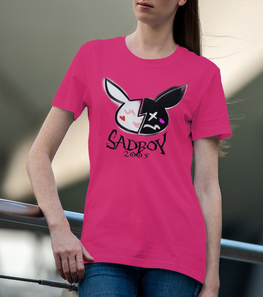 SADBOY 2005 Bunny Logo Pink Background T-Shirt