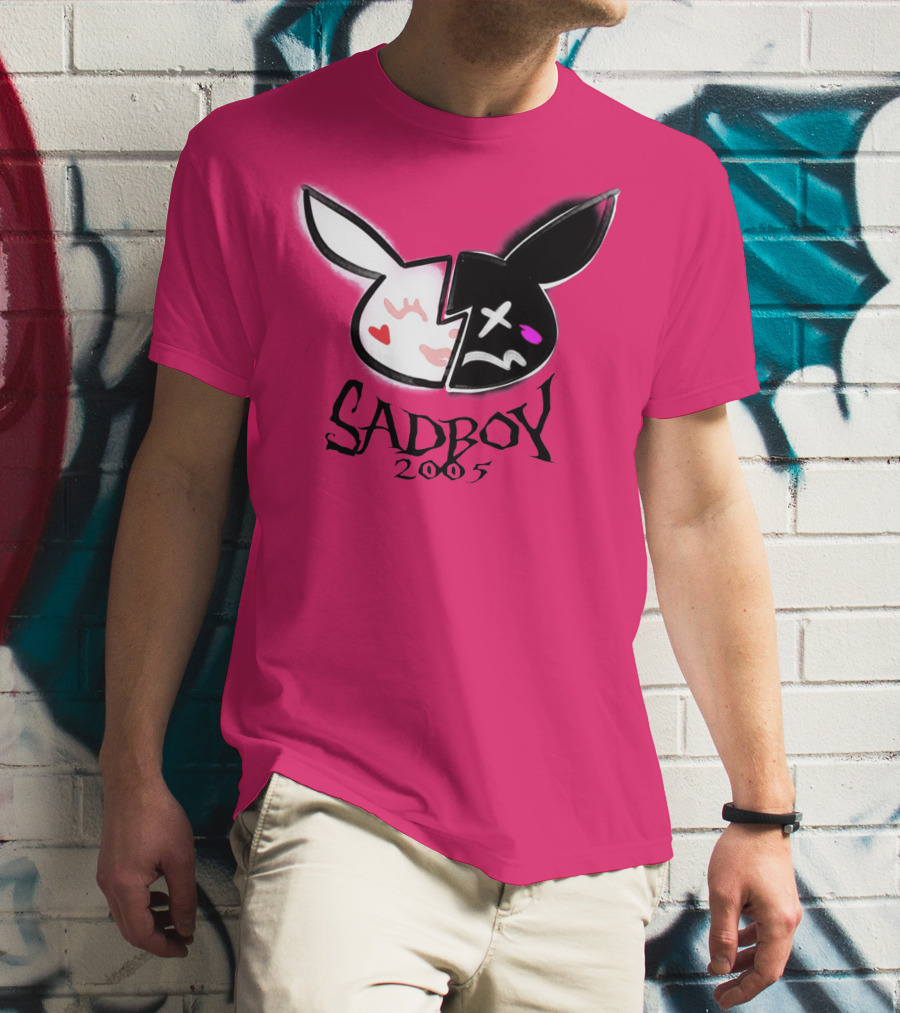SADBOY 2005 Bunny Logo Pink Background T-Shirt
