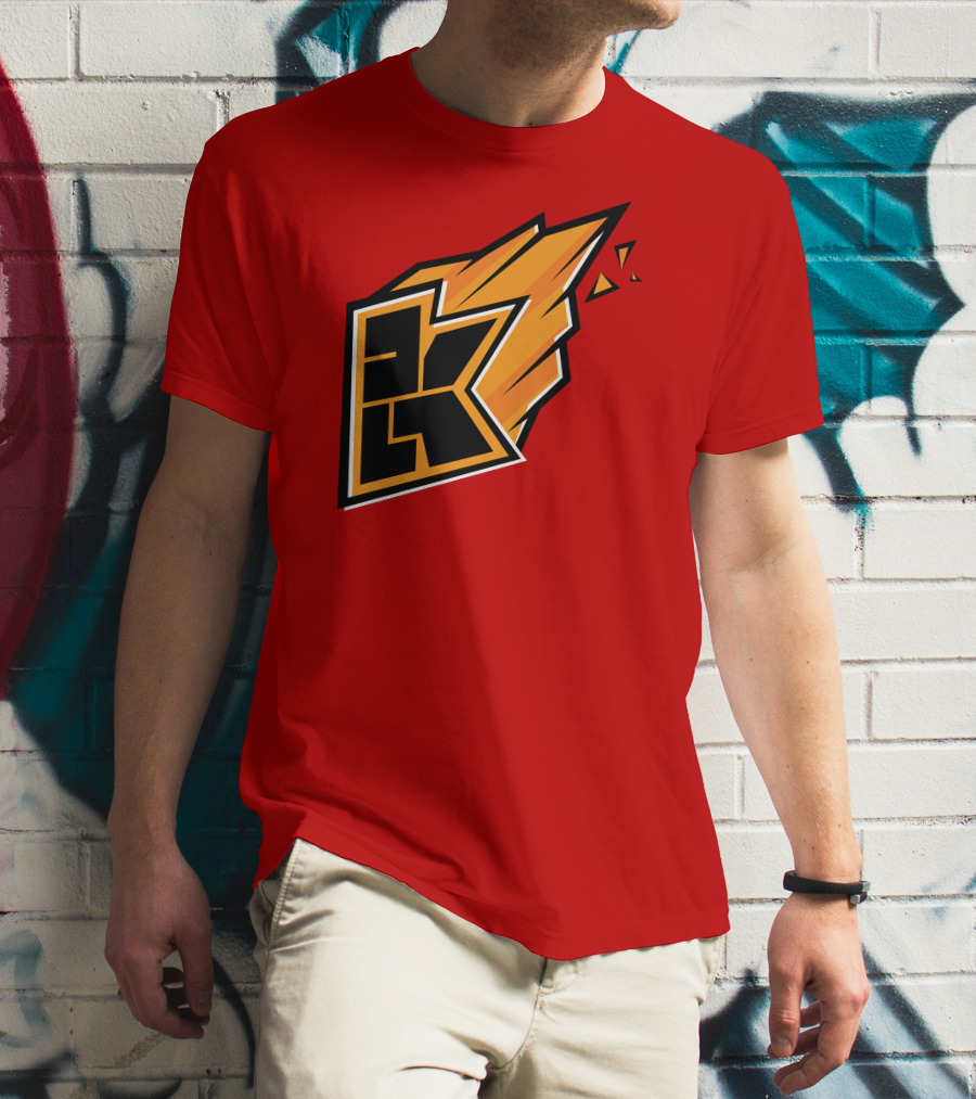 Kwebbelkop Merch Orange K Logo With Flame Effect T-Shirt