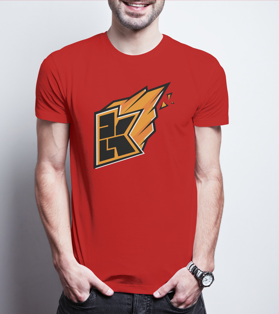 Kwebbelkop Merch Orange K Logo With Flame Effect T-Shirt
