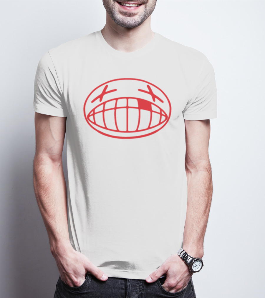 Offcanny Merch Red Emoticon Face With X Eyes And Grinning Mouth T-Shirt
