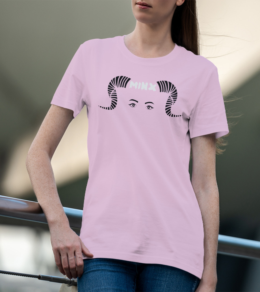 MINX Horned Eyebrow Expression Pink T-Shirt