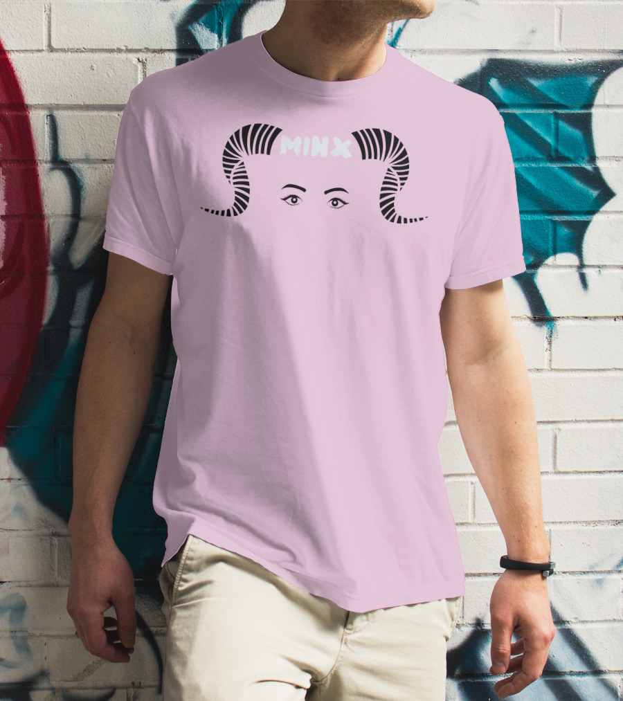 MINX Horned Eyebrow Expression Pink T-Shirt