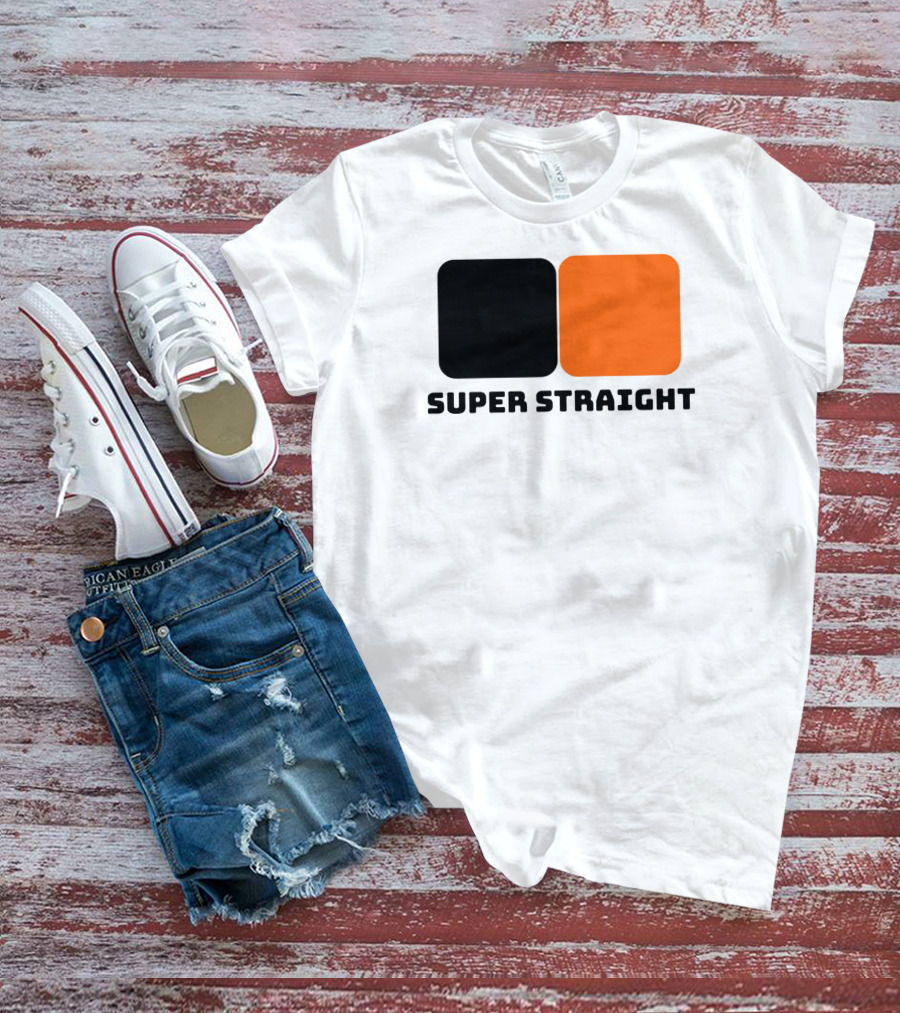 Super Straight Black Orange Square T-Shirt