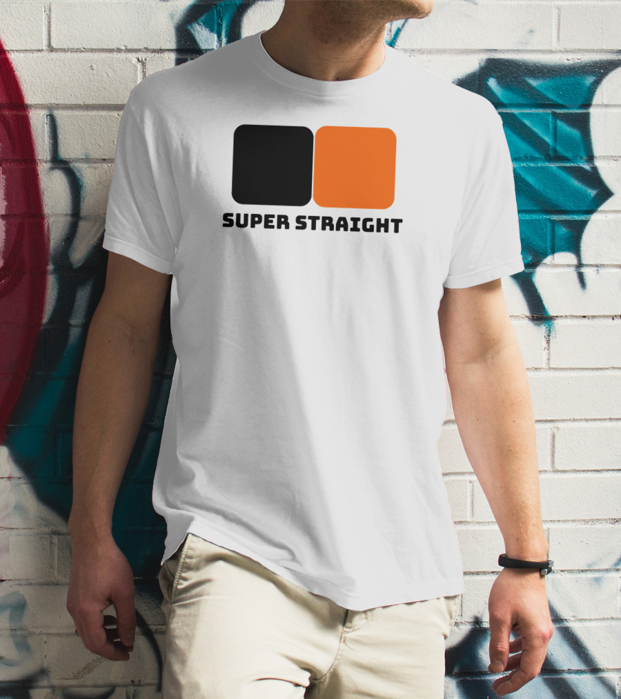 Super Straight Black Orange Square T-Shirt