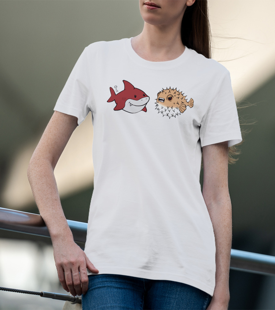 Bonfire Lowkey Anime Merch Shark And Pufferfish Duo T-Shirt