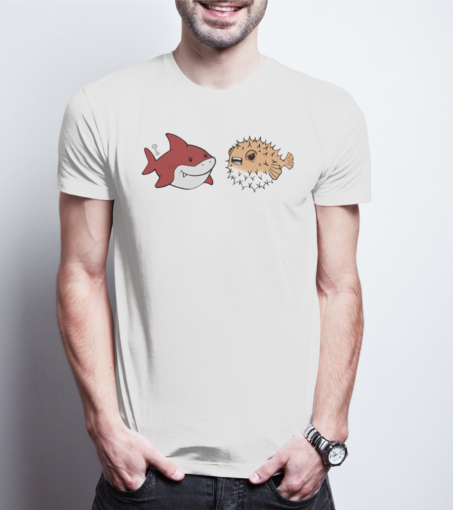 Bonfire Lowkey Anime Merch Shark And Pufferfish Duo T-Shirt