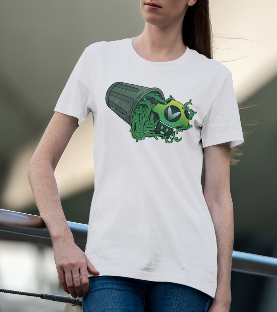 Vinesauce Trash Can With Green Goo And Controller T-Shirt