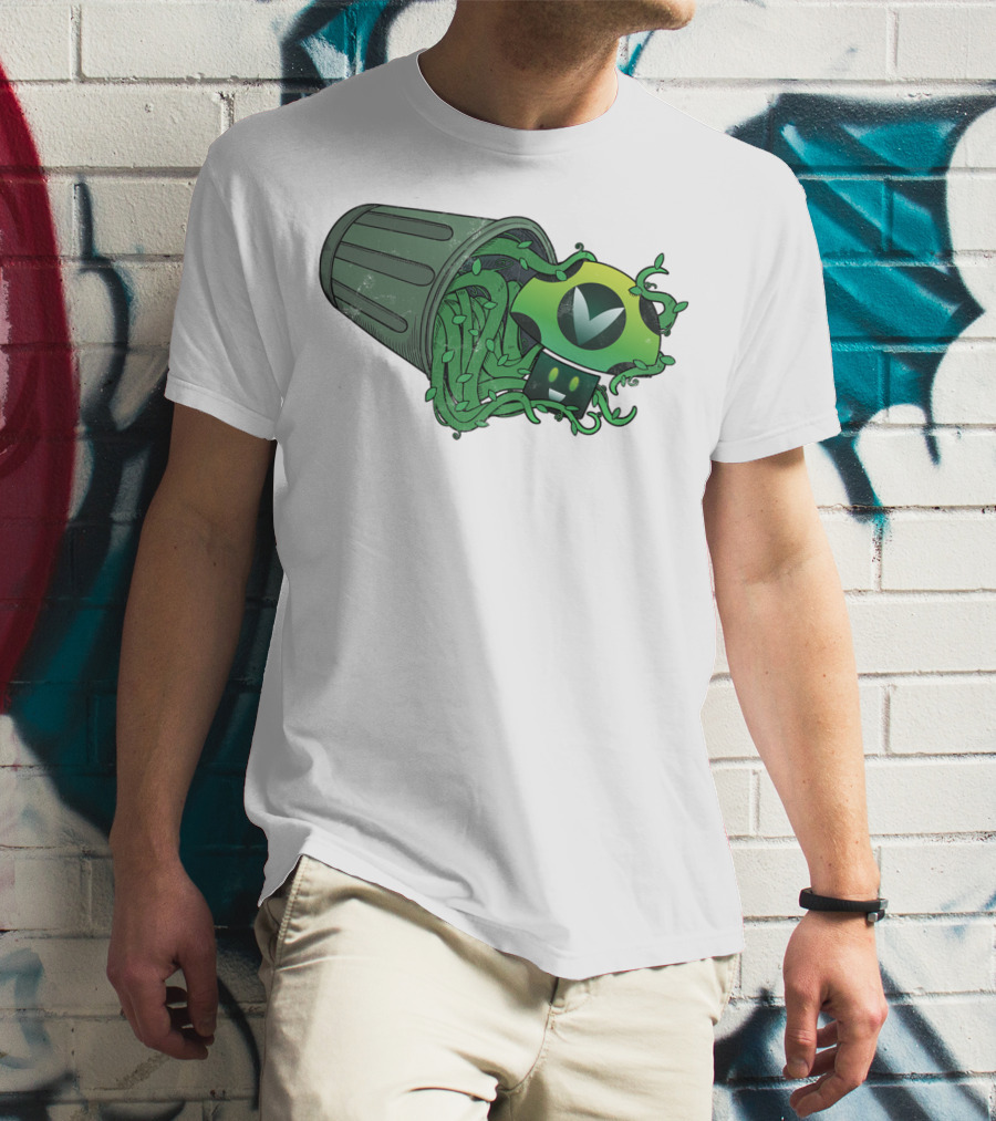 Vinesauce Trash Can With Green Goo And Controller T-Shirt
