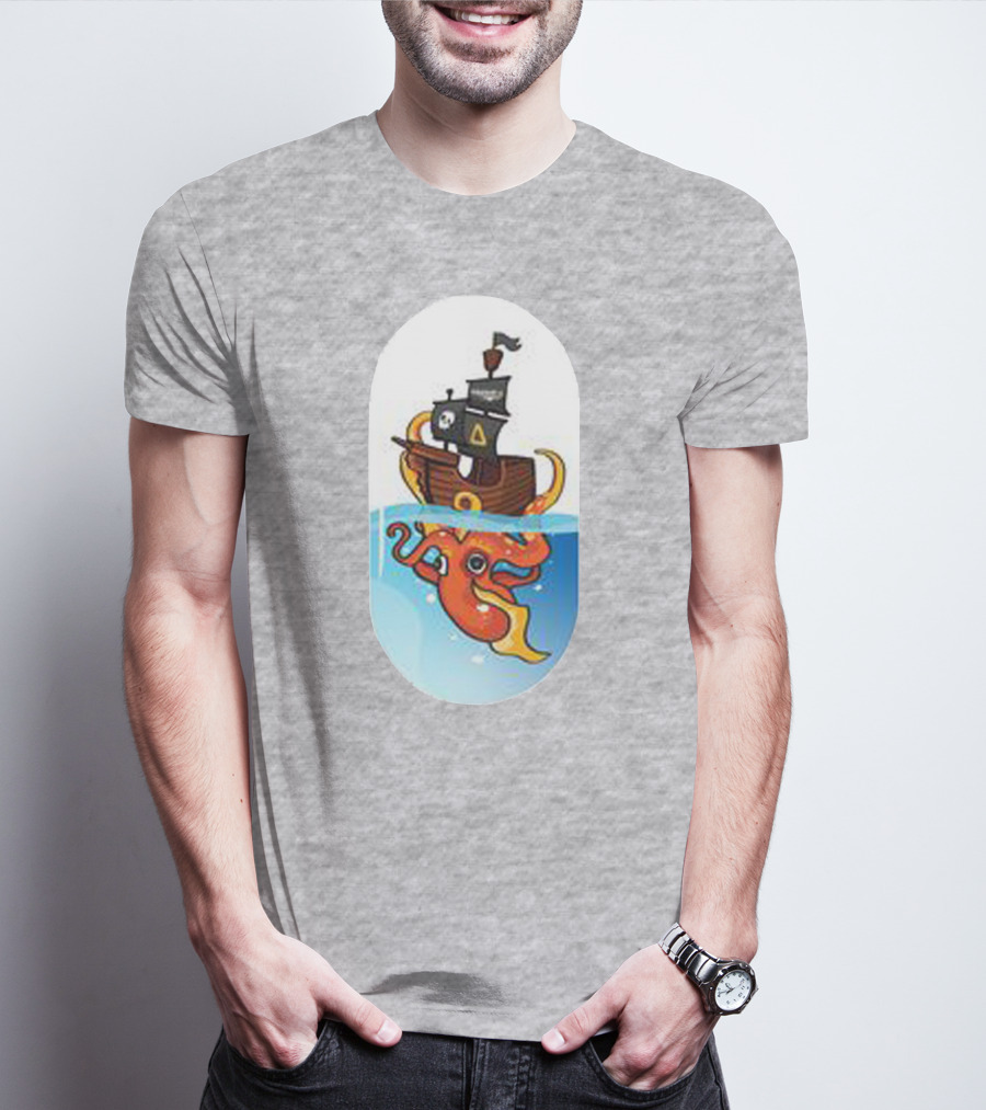 A For Adley Pirate Ship And Orange Octopus Adventure T-Shirt